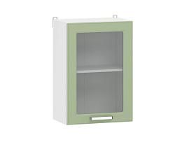 Вокс 100.30 500 шкаф навесной витрина / Белый/Фисташка