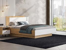 Милан кровать 1600 с основанием - Дуб Крафт золотой/Белый