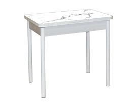 Бронкс фотопечать стол обеденный поворотно-раскладной / белый мрамор/бетон белый/белый