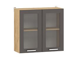 Вокс 100.31 800 шкаф навесной витрина / Дуб крафт золотой/Графит