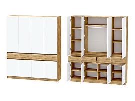 Иннэс-10 шкаф 4-х ств. - Дуб Крафт золотой/Белый глянец