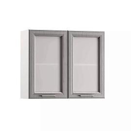 Милана шкаф навесной 800 2 витрины Белый/Дуб серый