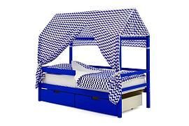 Крыша текстильная Бельмарко для кровати-домика Svogen "зигзаги синие"