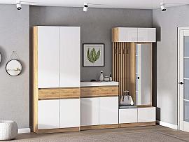 Прихожая Иннэс-10 вар. 2 - Дуб Крафт золотой/Белый глянец