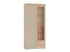 6-87002 Шкаф 2-х дверный со стеклом ПАЛЕРМО Дуб золотой/Капучино