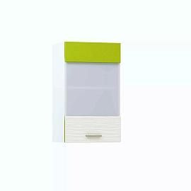 Жанна шкаф навесной 400 витрина Белый/Олива металлик