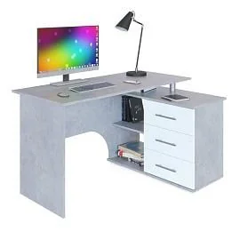 Компьютерный стол КСТ-09 правый / Бетон/Белый