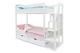 Детская двухярусная кровать Бельмарко Svogen белый с ящиками