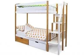 Детская двухярусная кровать Бельмарко Svogen бежево-белый с ящиками