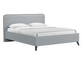 Миа кровать 160 Bravo grey (серый) / кант Лайт 10 Велюр (коричневый)