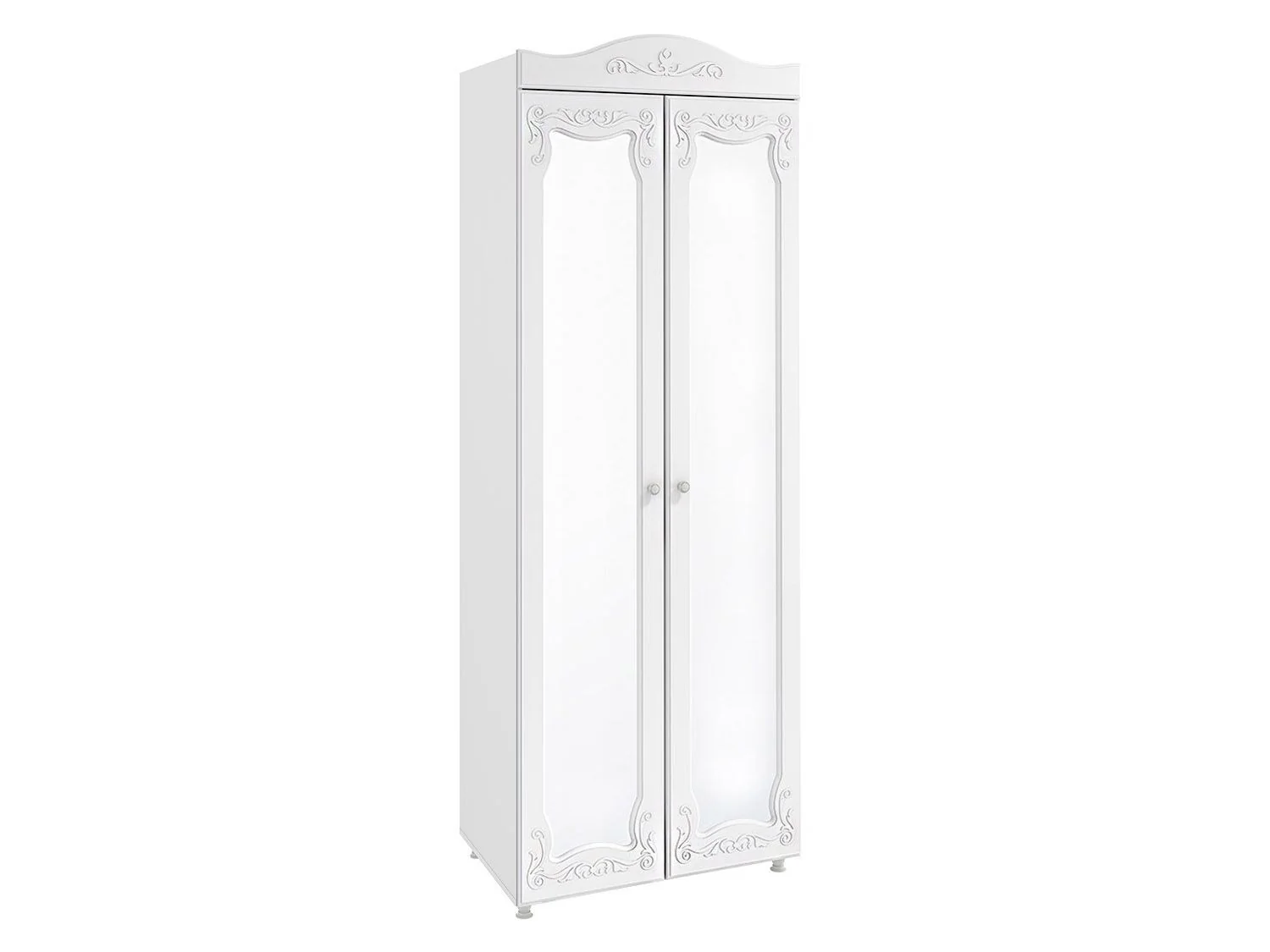 Шкаф 2-х дверный с зеркалами (гл.410) Италия ИТ-43 белое дерево
