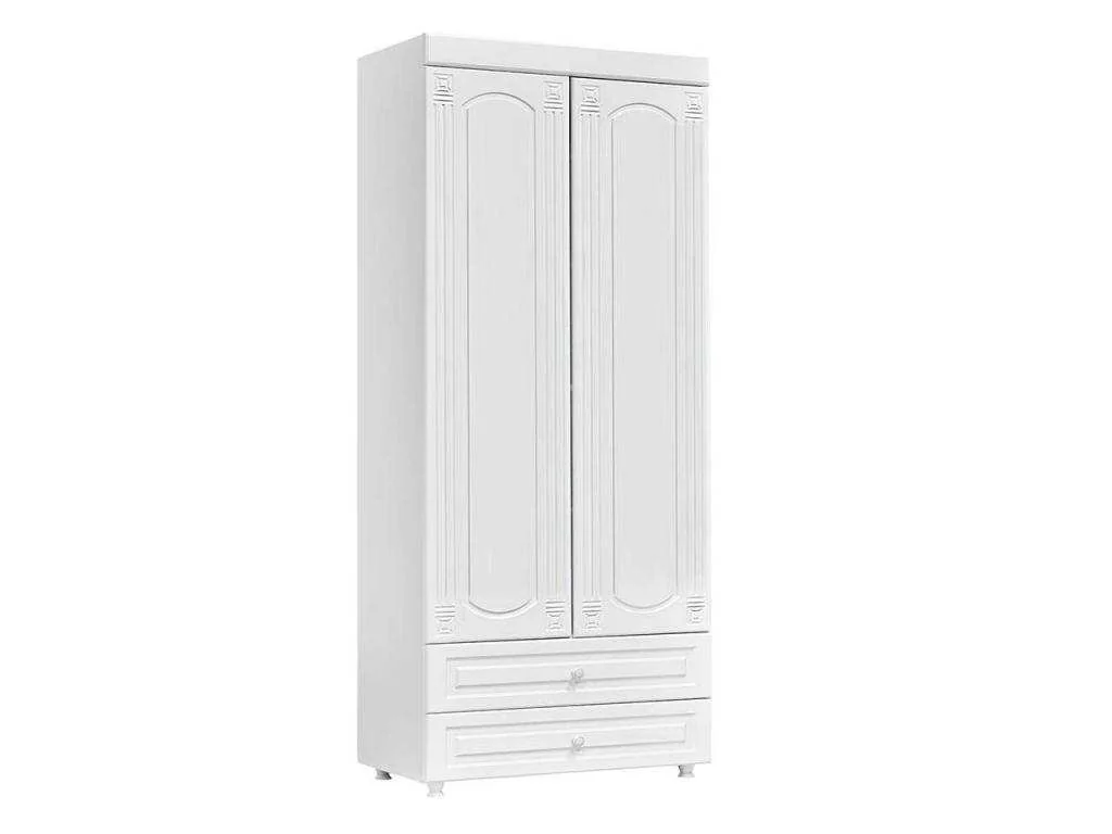 Шкаф 2-х дверный с ящиками (гл.410) Афина АФ-44 белое дерево