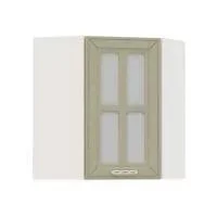 Маргарита шкаф навесной угловой витрина Белый/Имбирь структурный