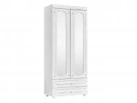 Шкаф 2-х дверный с зеркалами и ящиками (гл.560) Афина АФ-50 белое дерево